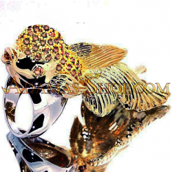 ซื้อ ขาย ราคา ถูก เครื่องประดับ จิวเวลรี่ แหวน แฟนซี ค็อกเทล สาม 3 มิติ รูป สัตว์ น้ำ ปลา ปลาทอง เสริม ศิริมงคล สิริมงคล เพชร เพชรสวิส CZ เพชรรัสเซีย เพชรโคลนนิ่ง ทองคำ 10K Gold Filled เครื่องประดับไปงานปาร์ตี้ 